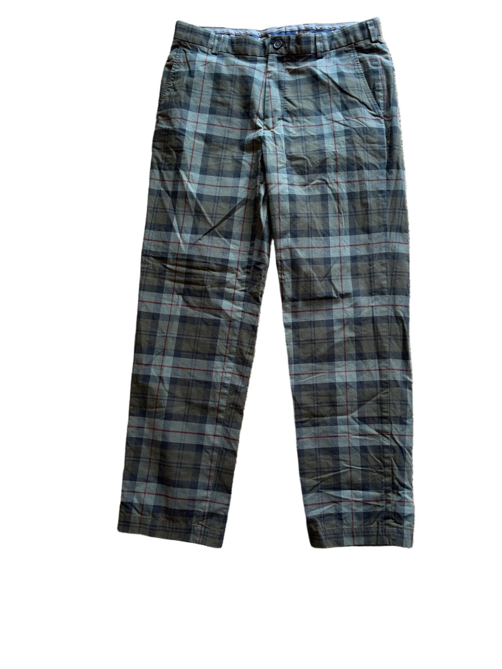 Brooks Brothers Clark Green Plaid Flat Front Chino Pants Men’s 35x32 - Picture 3 of 6